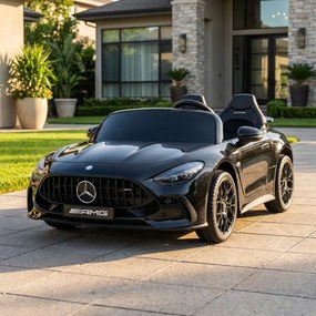 Carro elétrico para Crianças 24V, 2 Lugares, 4x4 Mercedes-Benz GT63 AMG, Rodas de espuma EVA, assento Couro ecológico Preto