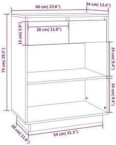 Armário consola 60x34x75 cm pinho maciço preto