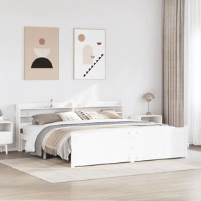 Estrutura de cama c/ cabeceira sem colchão 200x200 cm branco
