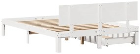 Estrutura de cama c/ gavetas 140x200 cm pinho maciço branco