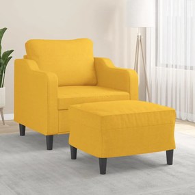 vidaXL Poltrona com apoio de pés 60 cm tecido amarelo-claro