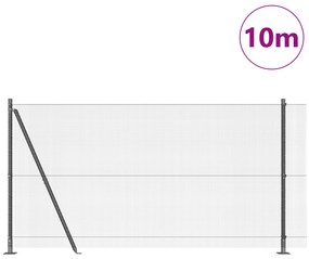 Cerca de Fio Soldado com 7 Postes Flangeados Cinza 1.2x10 m Aço