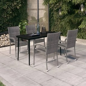 vidaXL 5 pcs conjunto de jantar para jardim cinzento e preto