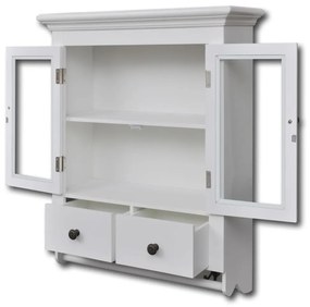 Armário de parede para cozinha com porta de vidro branco