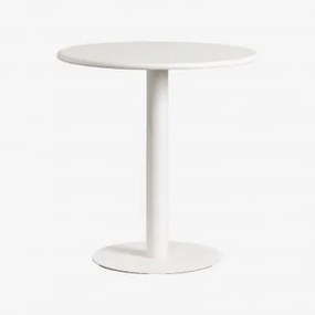 Mesa De Jardim Redonda Ø70 Cm Em Ferro Mizzi Branco Glacial - Sklum