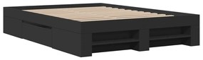 Estrutura de cama 140x190 cm derivados de madeira preto