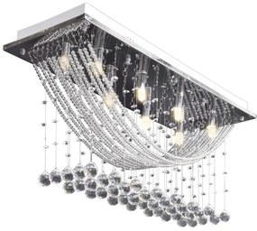Lâmpada de teto + missangas cristal brilhantes, 8 x G9, 29 cm branco