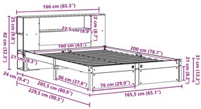 Cama com estante sem colchão 160x200 cm pinho maciço