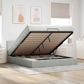 Estrutura de cama otomana com colchão 160x200 cm cinzento claro
