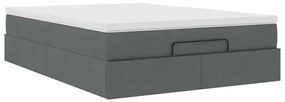 Estrutura de cama otomana com colchão 140x190cm cinzento escuro