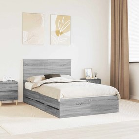 vidaXL Estrutura da Cama com gaveta Cinza Sonoma 120 x 190 cm