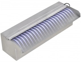 Fonte para piscina retangular com LEDs 30 cm aço inoxidável