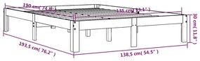 Estrutura de cama 135x190 cm madeira pinho maciça castanho cera