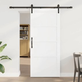 vidaXL Porta Deslizante Conjunto de 2 Branca e preta Madeira, metal