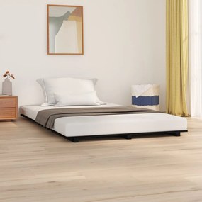 Estrutura de cama 140x200 cm madeira de pinho maciça preto