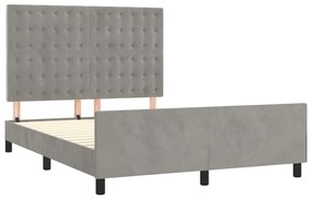 Estrutura de cama sem colchão 140x190 cm veludo cinzento-claro