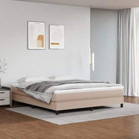 vidaXL Estrutura de cama com molas 180x200 cm couro artificial cappuccino
