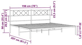 Estrutura de cama com cabeceira 193x203 cm metal branco