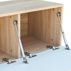 Móvel TV em aglomerado 120x40x34 cm branco brilhante/carvalho