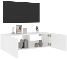 Móvel de parede para TV com luzes LED 100x35x31 cm branco