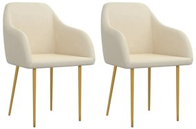 vidaXL Cadeiras de jantar 2 pcs veludo cor creme