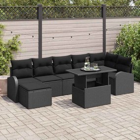 vidaXL Conjunto de Sofá de Jardim 8 Peças com Almofadas Preto Rattan Polimérico