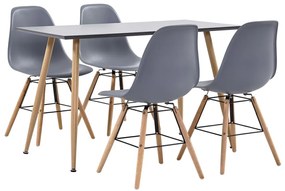 vidaXL 5 pcs conjunto de jantar plástico cinzento