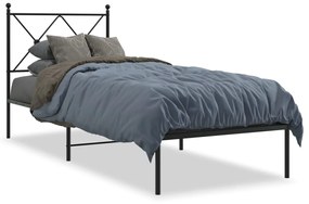 Estrutura de cama com cabeceira 80x200 cm metal preto