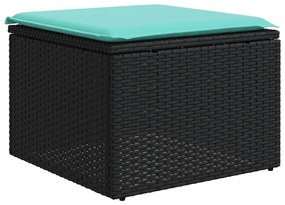9 pcs conjunto de sofás p/ jardim c/ almofadões vime PE preto
