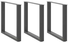 Pés para mesa de jantar em formato de U, 3 peças, antracite, 90x (72-7