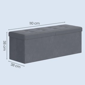 Banco com tampa 38 x 110 x 38 cm, com espaço de arrumação, para a entrada cinzento