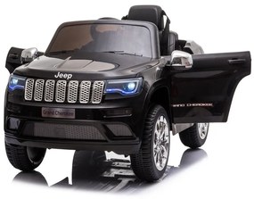 Carro elétrico bateria para Crianças Jeep Grand Cherokee, 12 volts, banco de couro, pneus de borracha EVA PRETO