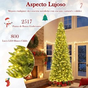 Árvore de Natal artificial de 360 cm com luzes pré-instaladas e conector rápido 2517 pontas de PVC e PE 800 luzes brancas quentes Verde