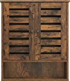 Armário de parede casa de banho, design vintage 60 x 20 x 70 cm castanho