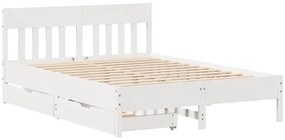 Cama sem colchão 150x200 cm madeira de pinho maciça branco