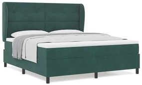 Cama box com colchão verde escuro 180x200 cm em veludo