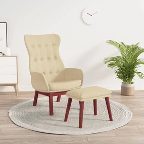 vidaXL Cadeira de descanso com banco p/ pés tecido cor creme