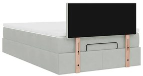 Cama otomana com colchão cinza claro 120x190 cm Veludo