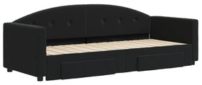 Sofá-cama com gavetão e gavetas 80x200 cm veludo preto