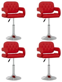 vidaXL Cadeiras jantar giratórias 4pcs couro art vermelho tinto