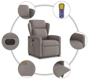 Poltrona reclinável massagens elétrica tecido cinza-acastanhado