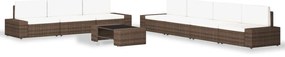 vidaXL 8 pcs conjunto lounge para jardim vime PE castanho