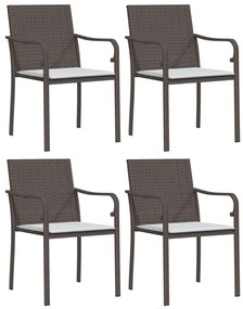5 pcs conjunto de jantar p/ jardim c/ almofadões vime PE e aço