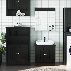 vidaXL 3 pcs conjunto de móveis para WC BERG pinho maciço preto