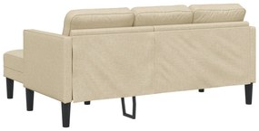 Sofá L de 3 Lugares vidaXL Creme 160 cm em Tecido