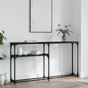 vidaXL Mesa consola 145x22,5x75 cm derivados de madeira preto