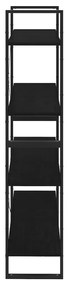 Estante com 4 prateleiras 100x30x140 cm pinho maciço preto