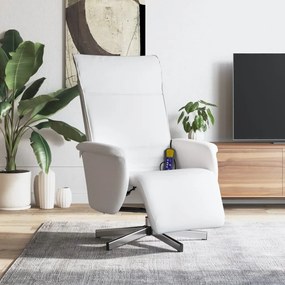 vidaXL Cadeira massagens reclinável c/apoio pés couro artif. branco