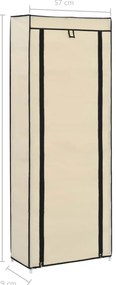 Sapateira com cobertura 57x29x162 cm tecido creme