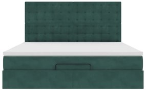 Estrutura de cama otomana com colchão verde escuro veludo